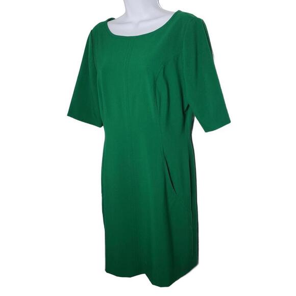 Tahari ASL Women's Sz 10P Green High Neck Sheath Dress (1699) - Picture 2 of 6